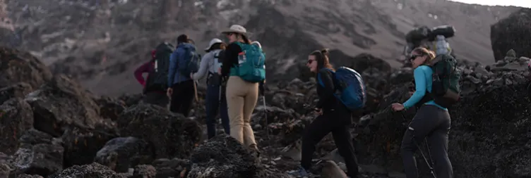 Trekking from Karanga Camp to Barafu Camp.